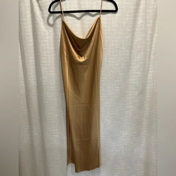 Princess Polly | Dresses | Gold Shimmer Cowl Neck Midi Satin Dress |  Poshmark